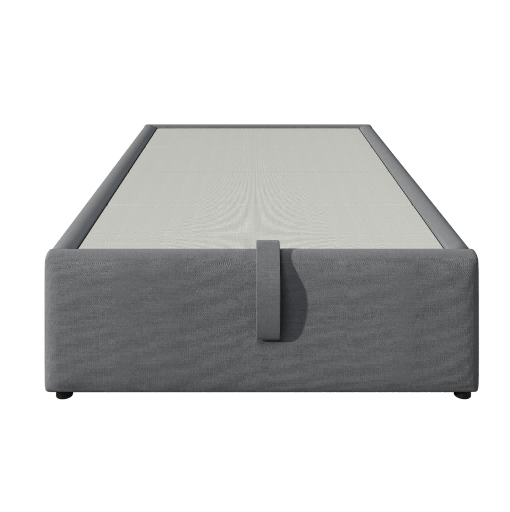 Letto contenitore singolo 90x200 cm con USB e USB C; cotone e lino grigio