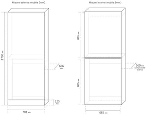Mobile Coprilavatrice e Asciugatrice a Colonna 179x70,3x60,6 cm in Nobilitato Bianco