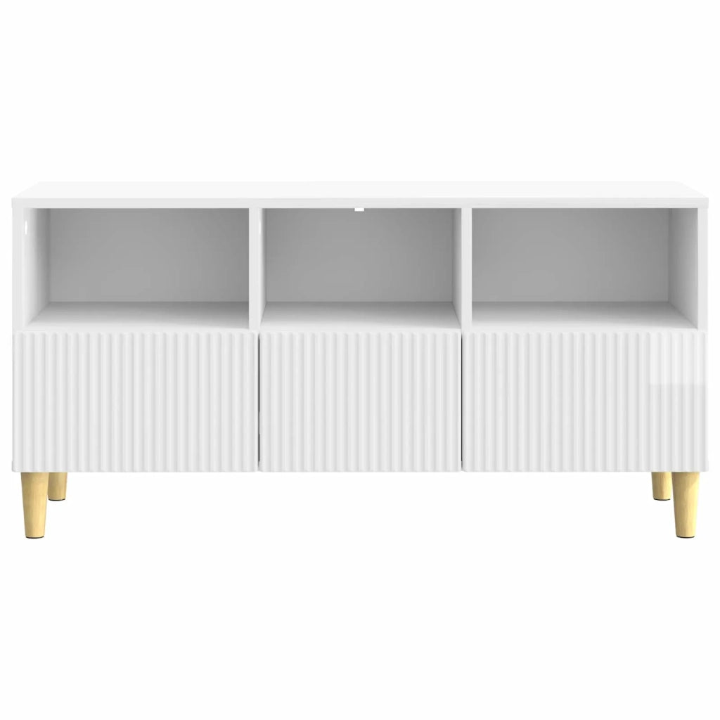 Mobile TV Bianco Lucido 102 x 34,5 x 50 cm Legno ingegnerizzato