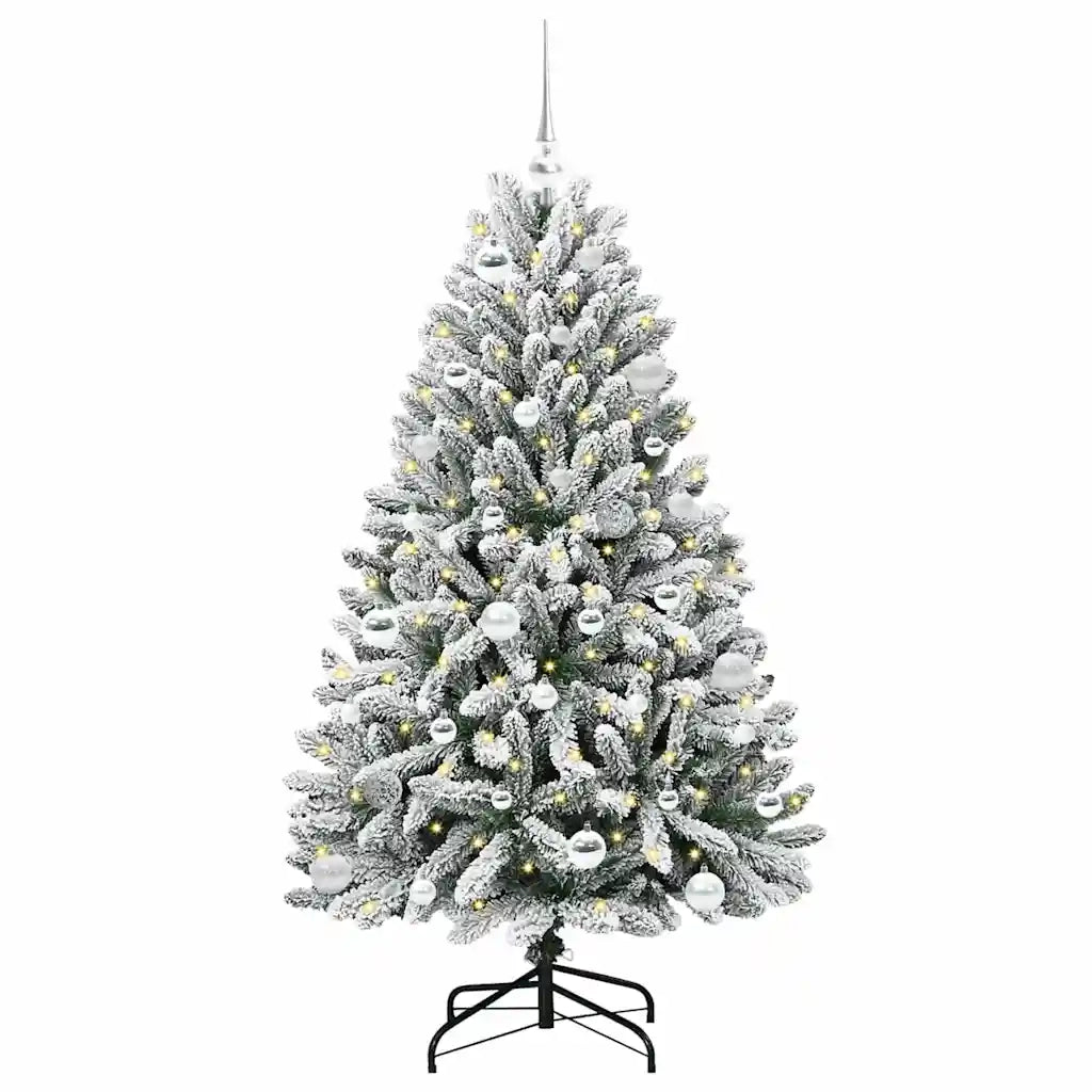 Albero di Natale Artificiale-Albero Natalizio con 150 LED Verde e Bianco 150 cm 595191