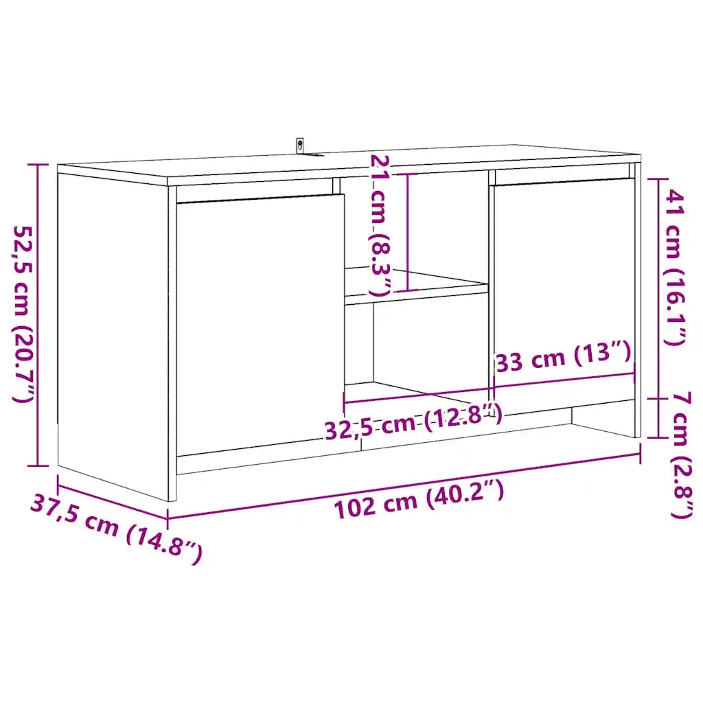 Mobile TV Rovere Artigianale 102x37,5x52,5 cm Legno Multistrato 856783