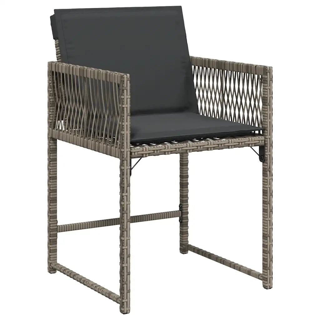 Sedie da Giardino con Cuscini 4pz Grigio in Polyrattan 365019
