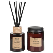 Set di fragranze Candela e diffusore di ancia Bastoncini profumati 100% cera di soia Stoppino di cotone Vetro Vaniglia Orientale