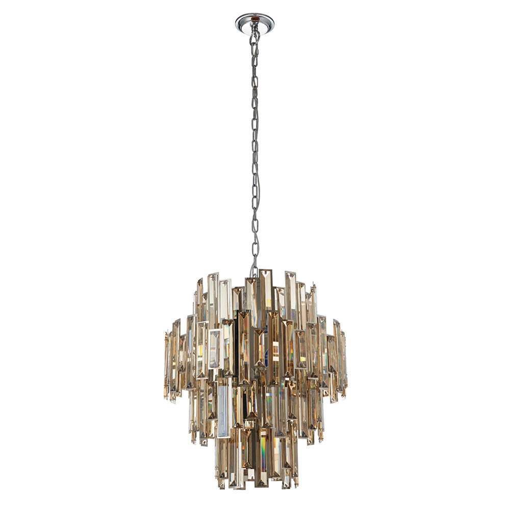 Lampadario Viviana glamour cristallo champagne 12xE14 Endon