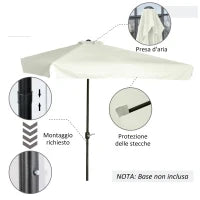 Ombrellone Semicircolare per Parete da Terrazza e Giardino con Manovella, 2.5x2.3m, Crema