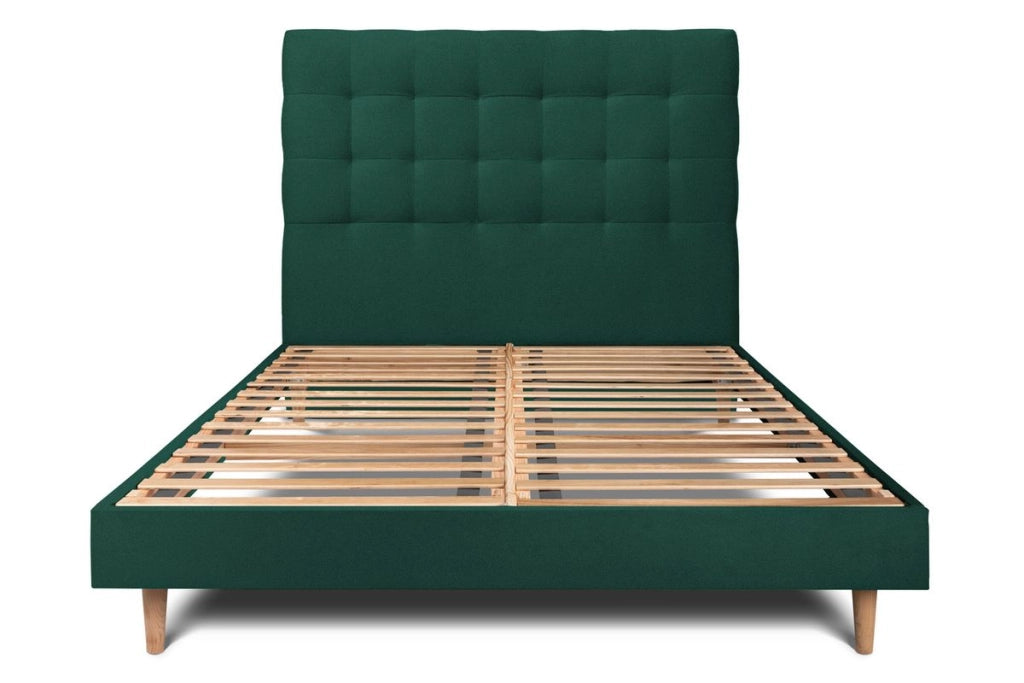 Letto 140x190 cm con testiera imbottita - Tessuto velluto