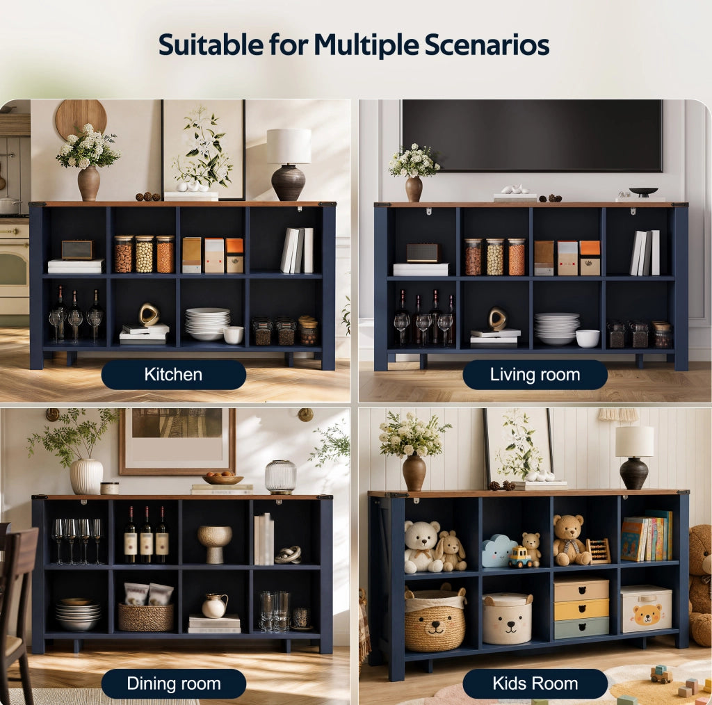 Mobile libreria con 8 vani aperti 140 x 34 x 75 cm in MDF blu