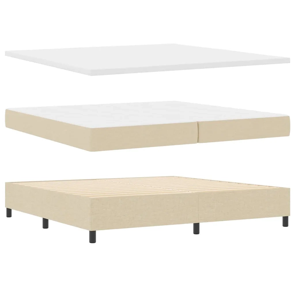 Letto a molle con testiera Crema 200 x 200 cm Tessuto 3344175