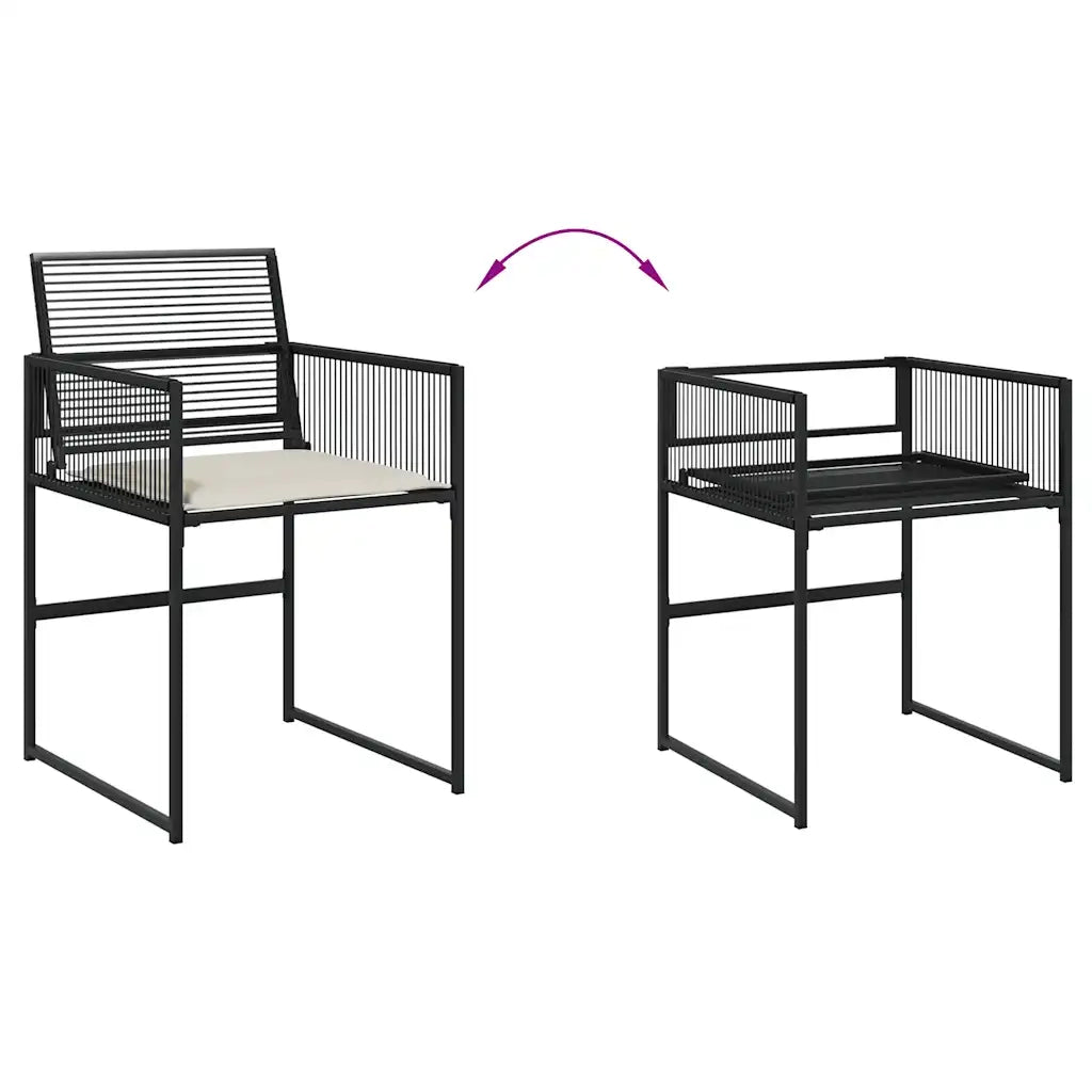 Set da Pranzo da Giardino 9 pz con Cuscini Nero in Polyrattan 3295025