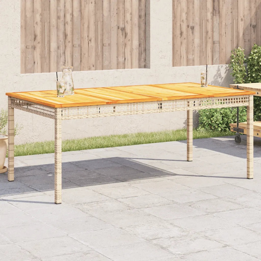 Tavolo da Giardino Beige 180x90x75 cm Polyrattan e Legno Acaciacod mxl 92419