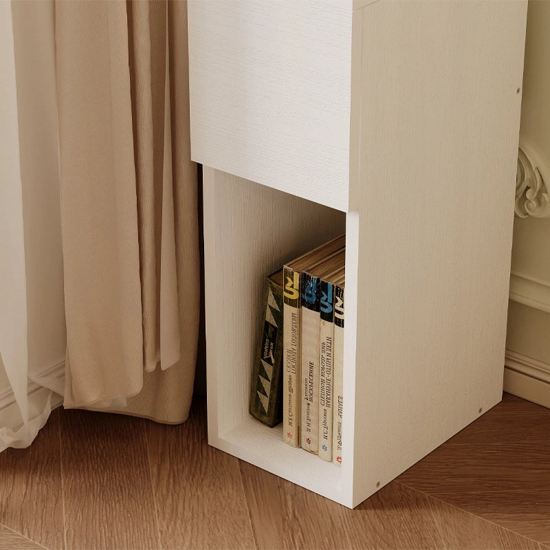 Comodino bianco con cassetto, tavolino con ripiano, moderno loft camera da letto 55 cm