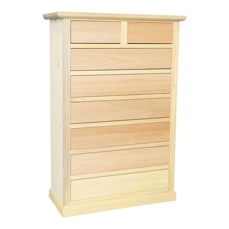 Cassettiera classica 8 cassetti in legno grezzo 87x40x125 - Mobili 2G