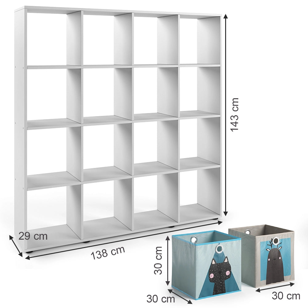 Vicco Libreria bambini Bianco 138.5 x 142.5 cm con 8 scatole pieghevoli