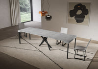 Consolle Allungabile 90-300x40x77 cm Saki Cemento Gambe Antracite