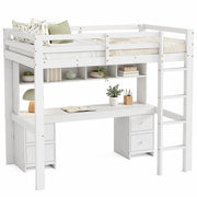 LETTO A SOPPALCO 90x200 cm con scrivania e cassetti in legno di pino bianco