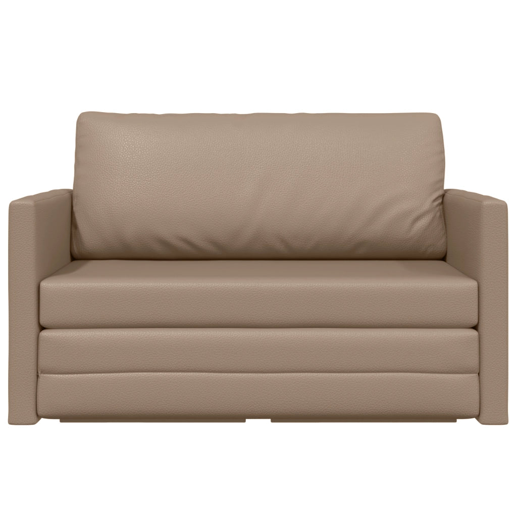 Divano Letto a Pavimento 2-in-1 Cappuccino 124x71x78 cm Pelle Sintetica