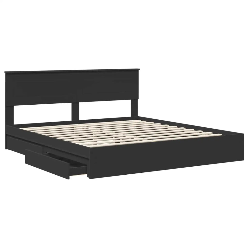 Letto con Contenitore Nero 200 x 200 cm Legno multistrato
