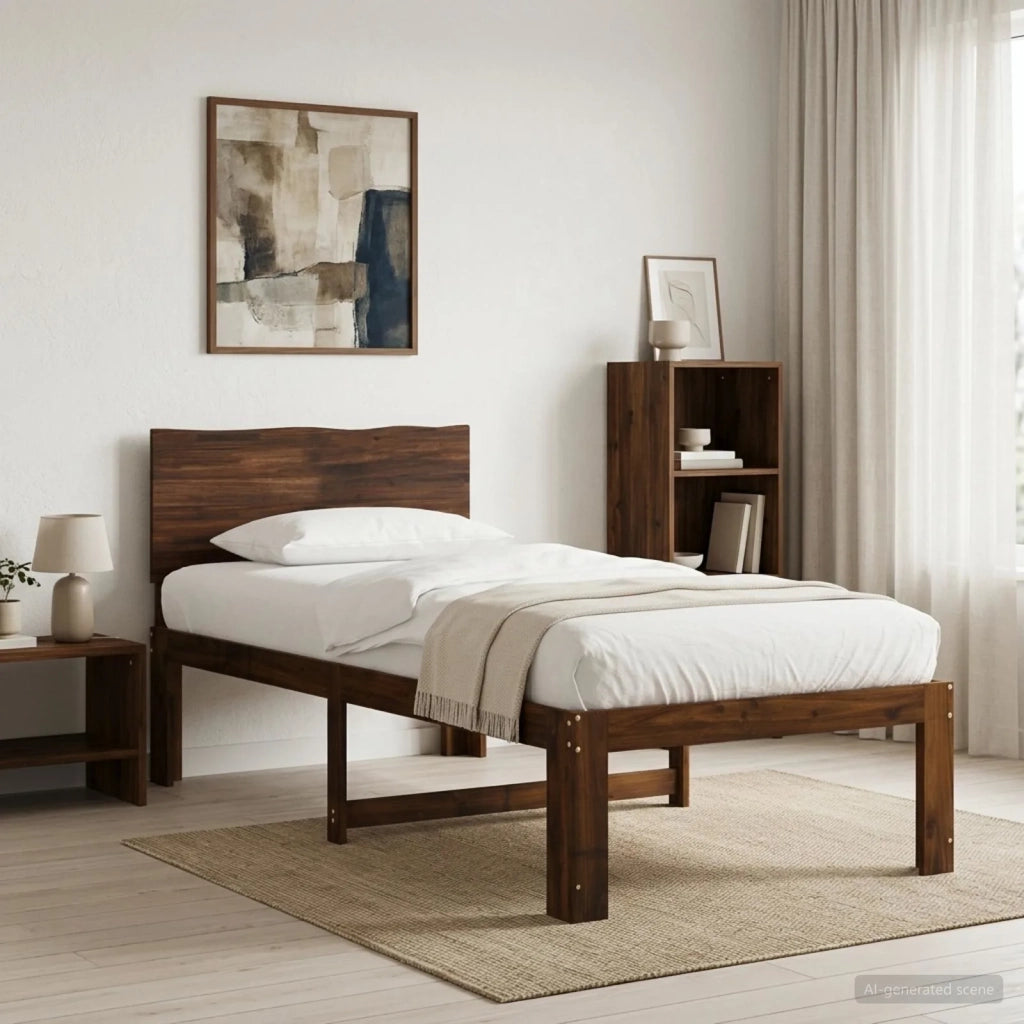 Letto Singolo con Testiera ROSTOCK Marrone Scuro 75 x 190 cm 903437