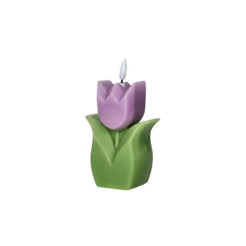Candela LED Tulipano 15cm in Paraffina colore viola
