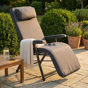 Poltrona Sdraio relax reclinabile in Tessuto Acciaio cm 155x60x60 - MORTY