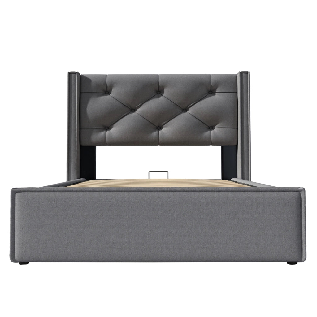 Letto singolo imbottito 90x200 cm con contenitore e testiera trapuntata