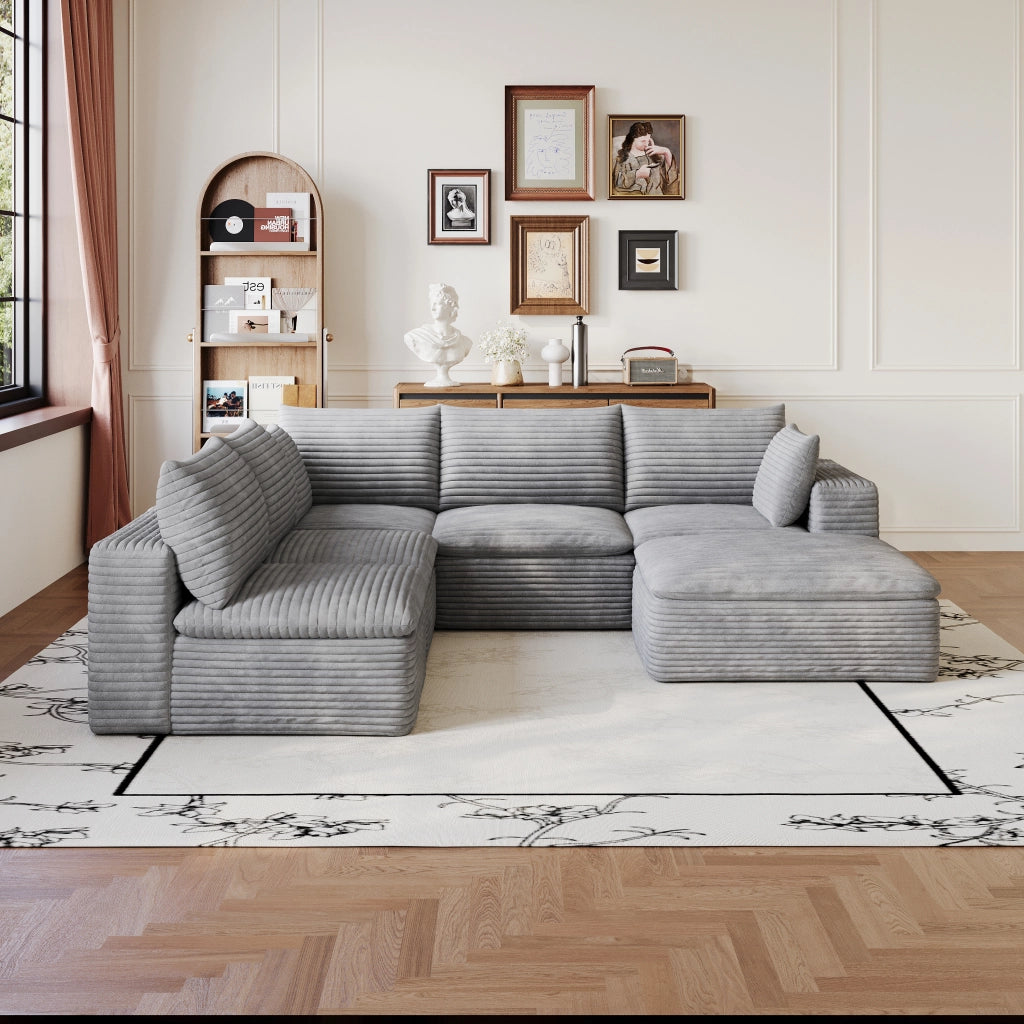 Divano Cloud 3 Posti in Velluto a Coste ¨C MINIMAL ¨C Grigio Scuro, Imbottito, Sfoderabile