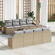 Set di divani con cuscino 7 pcs Beige e grigio polyrattan
