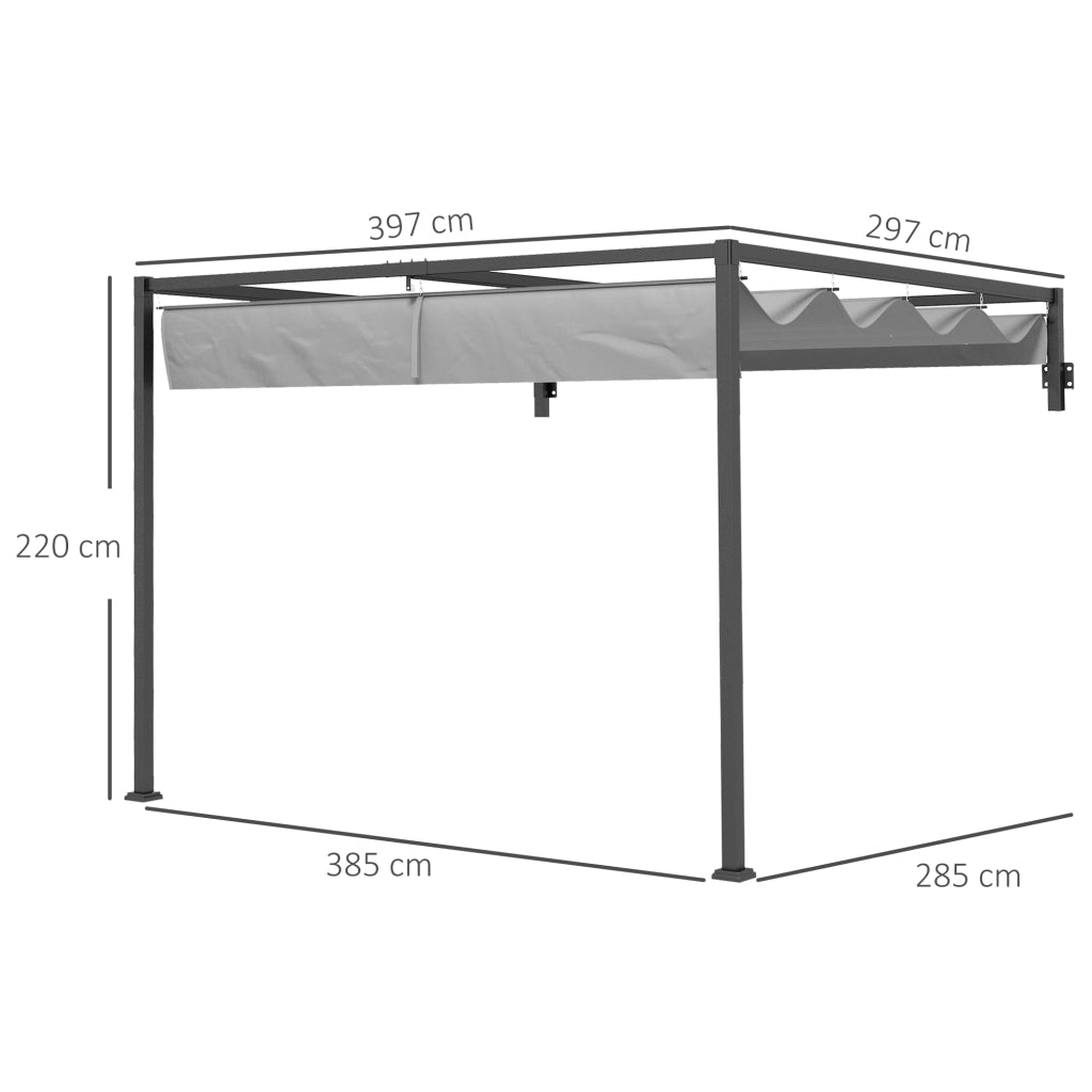 Pergola Gazebo 3x4 m ¨C Zephmum ¨C Grigio Acciaio Poliestere Tettuccio Retrattile