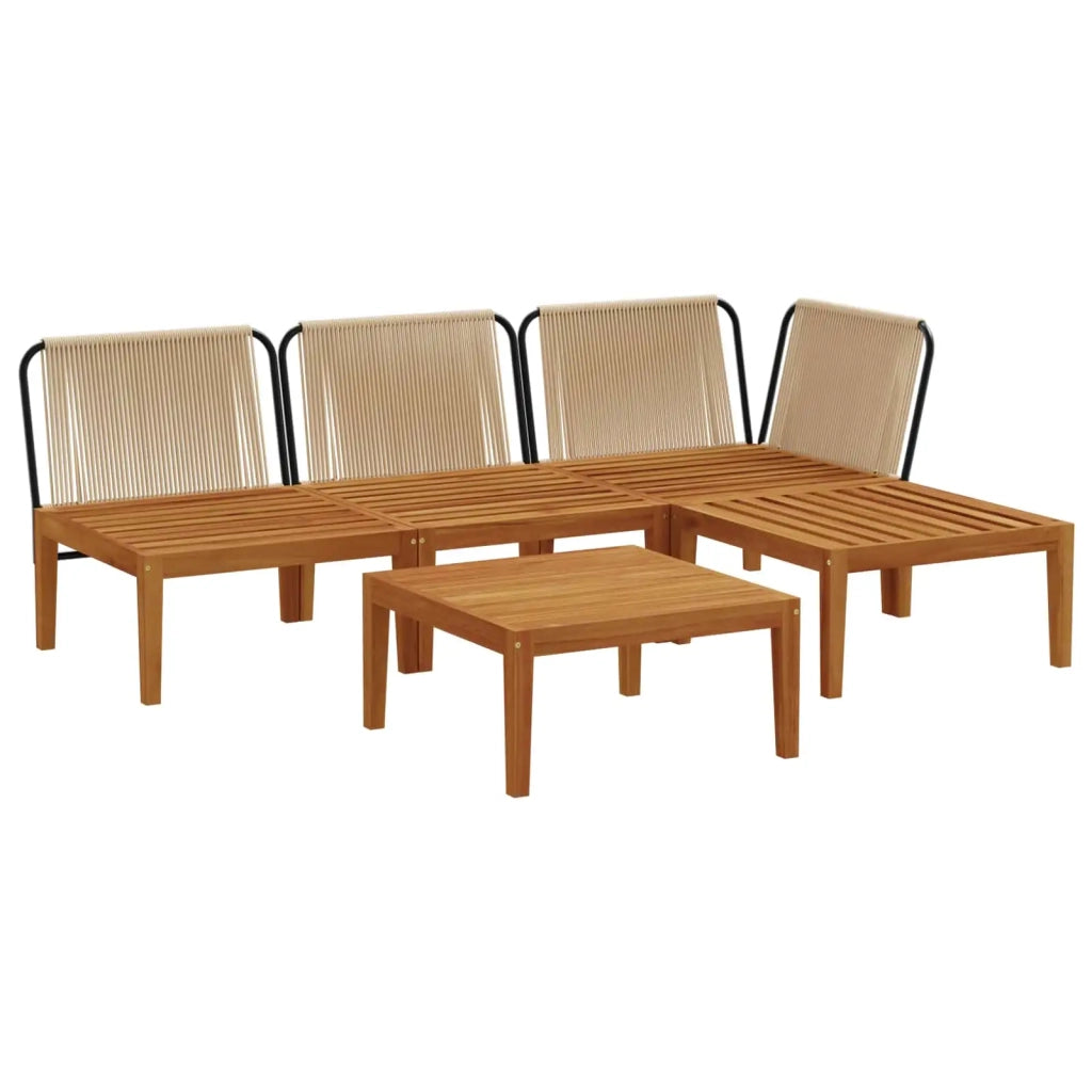 5 pcs Legno massiccio di acacia e corda Naturale 3407764