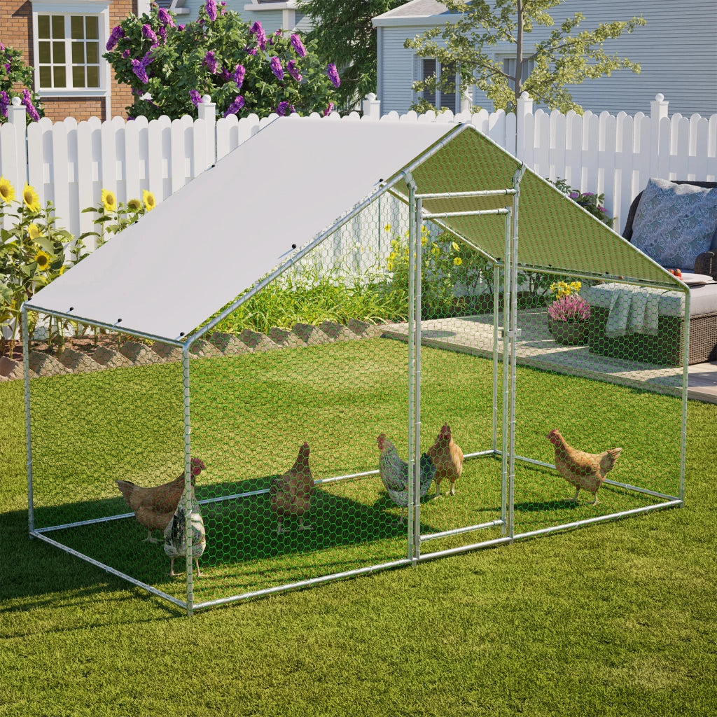 GABBIA PER GALLINE 3 x 1,5 x 2 m in acciaio zincato grigio