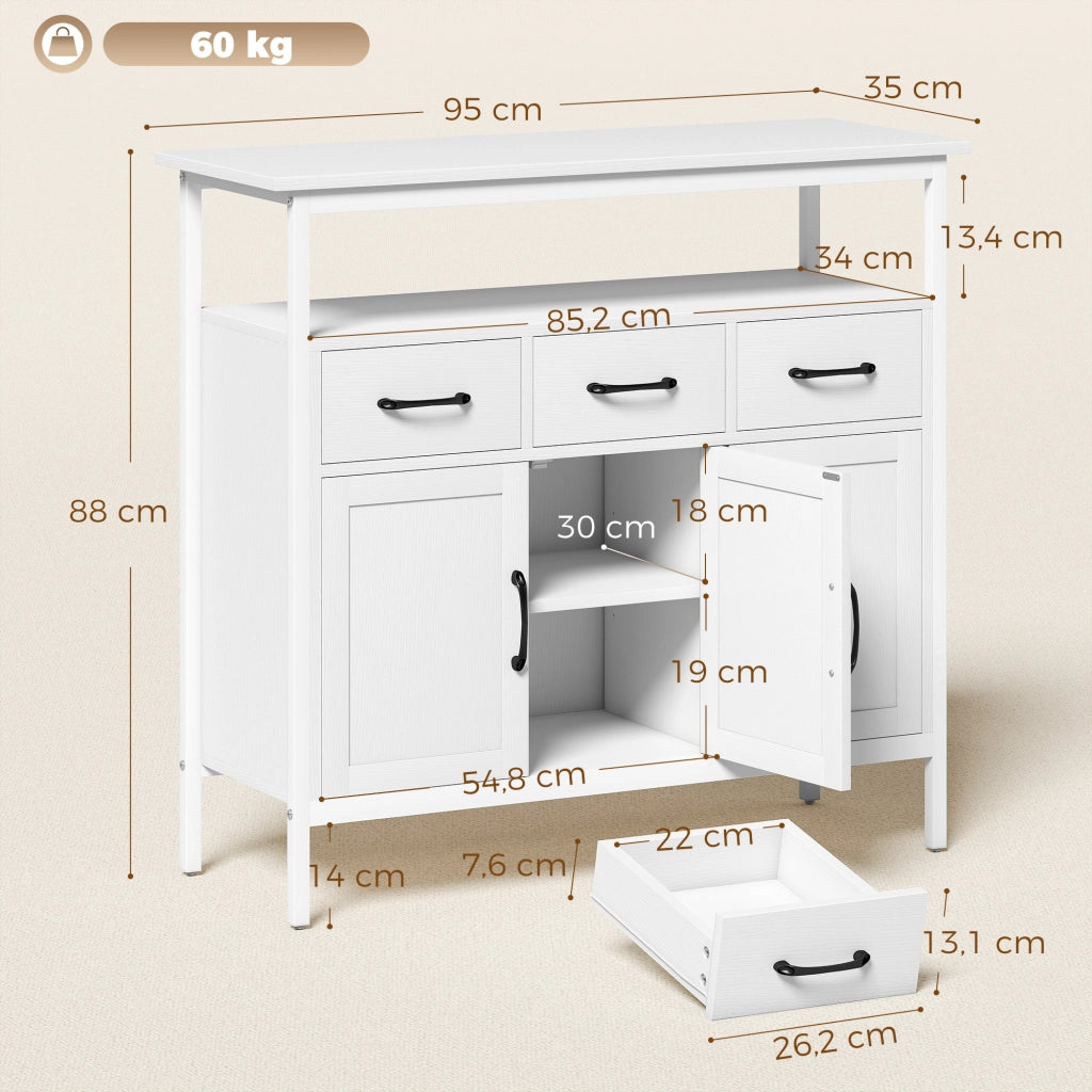Cassa panchina con ripiani regolabili e 3 cassetti ¨C zephmum ¨C 95 cm bianco