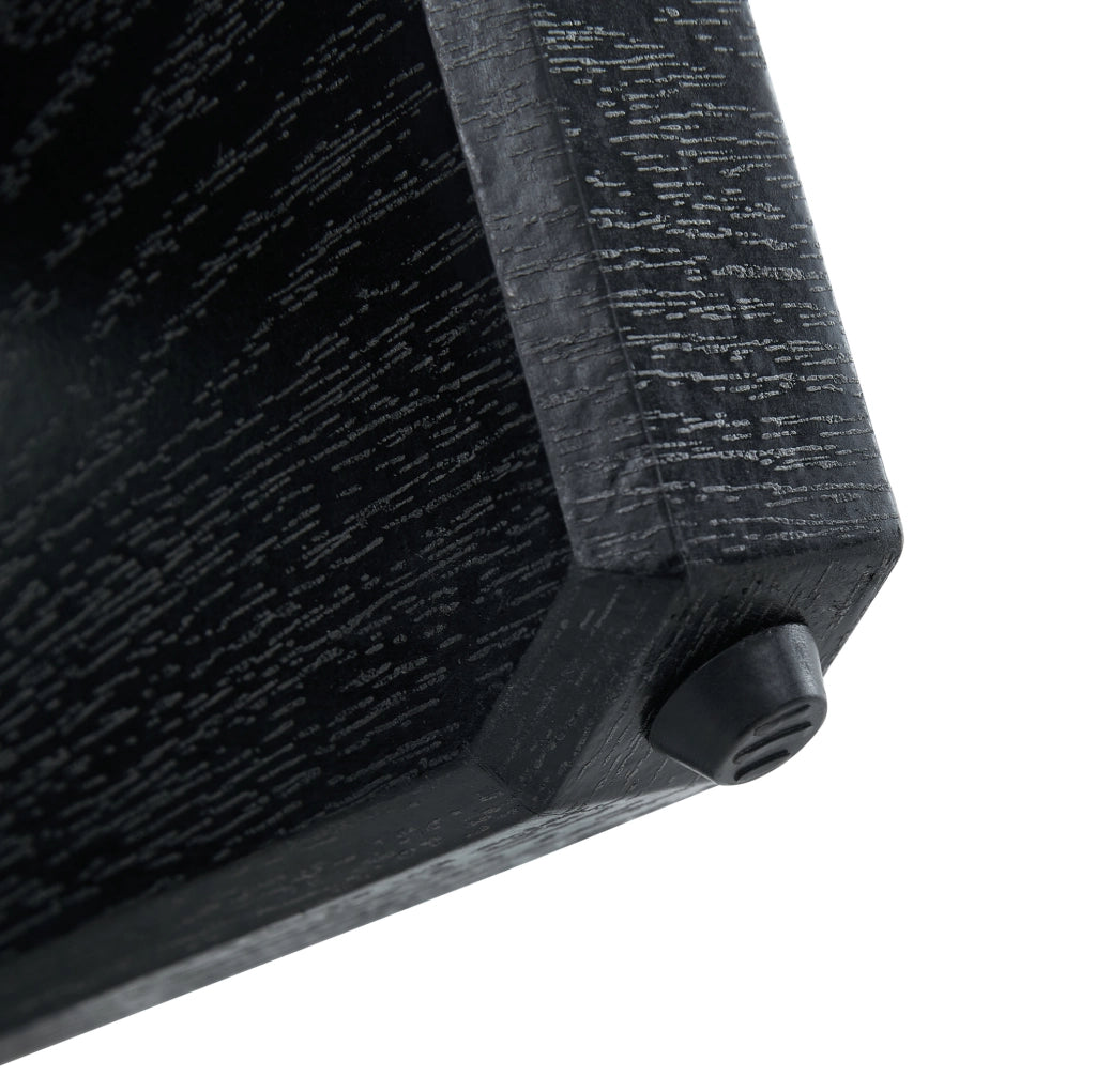 Tavolino rotondo in MDF e vetro con base a croce 79 cm nero effetto legno