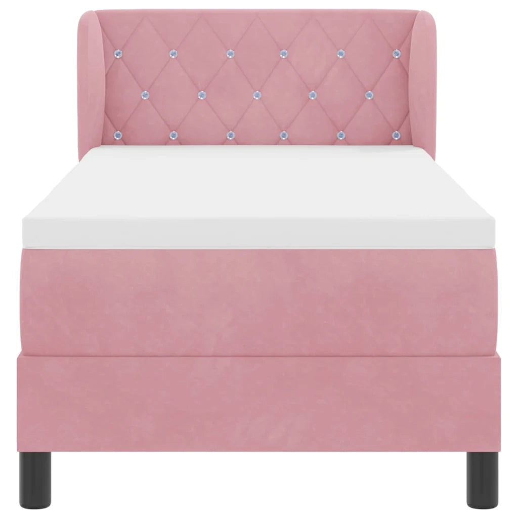 Letto singolo | Letto per adulti | Letto a molle con testiera Rosa 80 x 200 cm Velluto