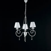 Lampadario Classico 3 Luci Ferro Decapé Avorio E Cristalli Elegant Paralume