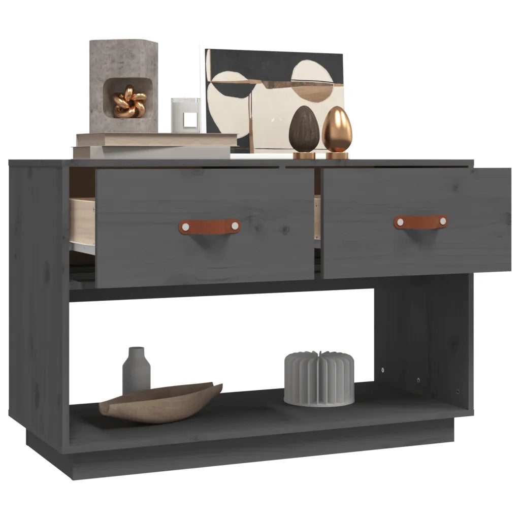Mobile Porta TV Grigio 90x40x60 cm in Legno Massello di Pino 821524
