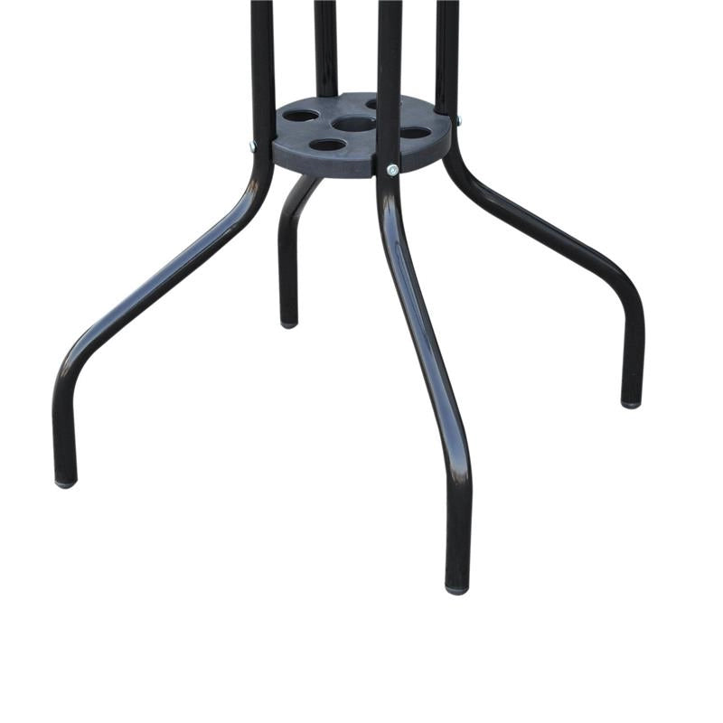 TAVOLINO IN FERRO ROTONDO CON PIANO IN VETRO TEMPERATO 60 X 70 CM NERO
