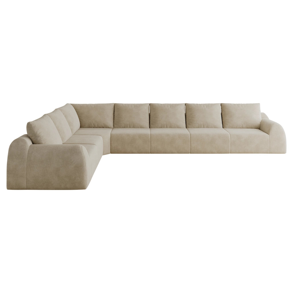 Divano angolare 401 cm senza struttura in tessuto chenille cachi