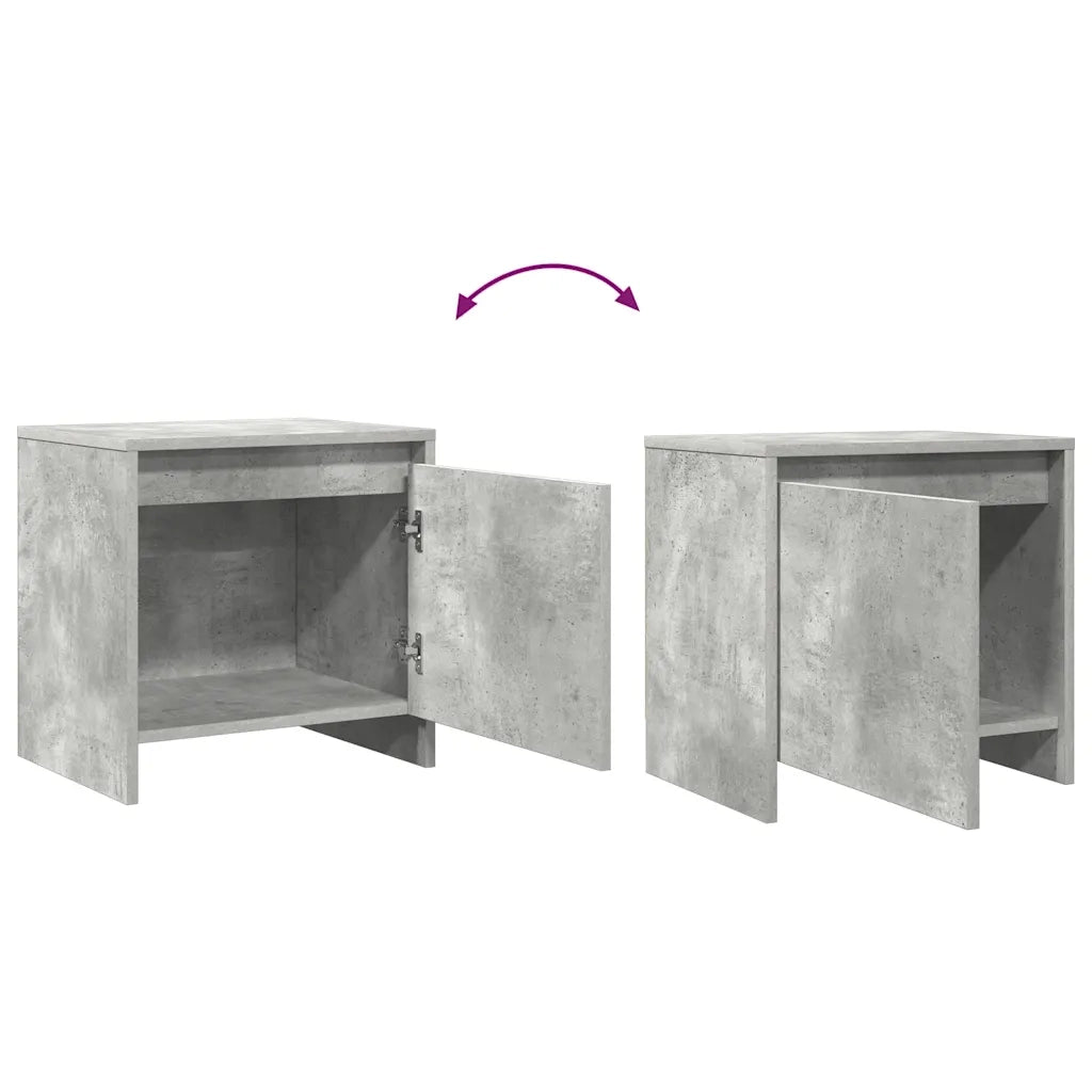 Comodino | Armadio da Notte | Mobiletto da notte Grigio Cemento 45x34x44,5 cm in Truciolato