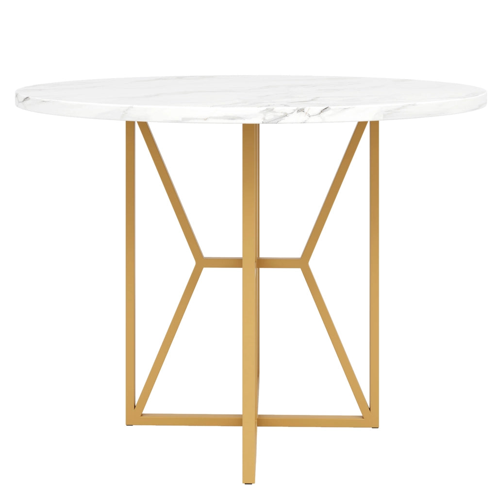 Tavolo da pranzo 80x80x76 cm con design elegante in MDF e metallo dorato
