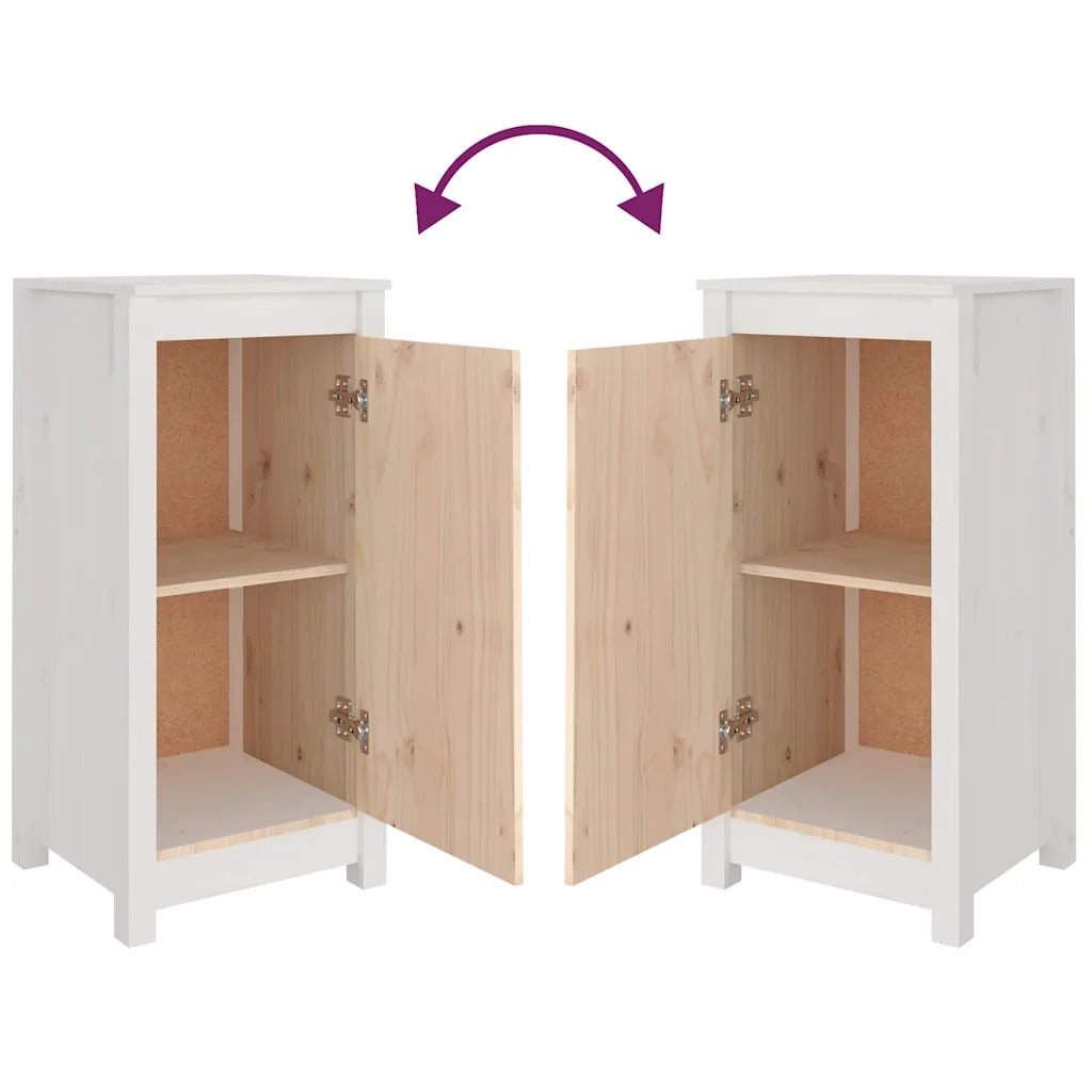Credenza Bianca 39x35x80 cm in Legno Massello di Pino 813726