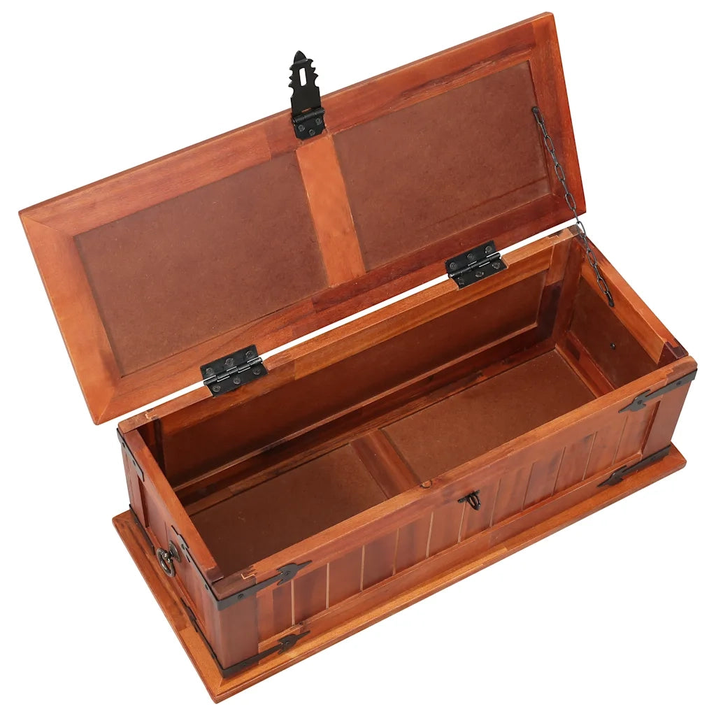 Cassapanca-Panca con Contenitore-Baule 60x25x22 cm in Legno Massello di Acacia