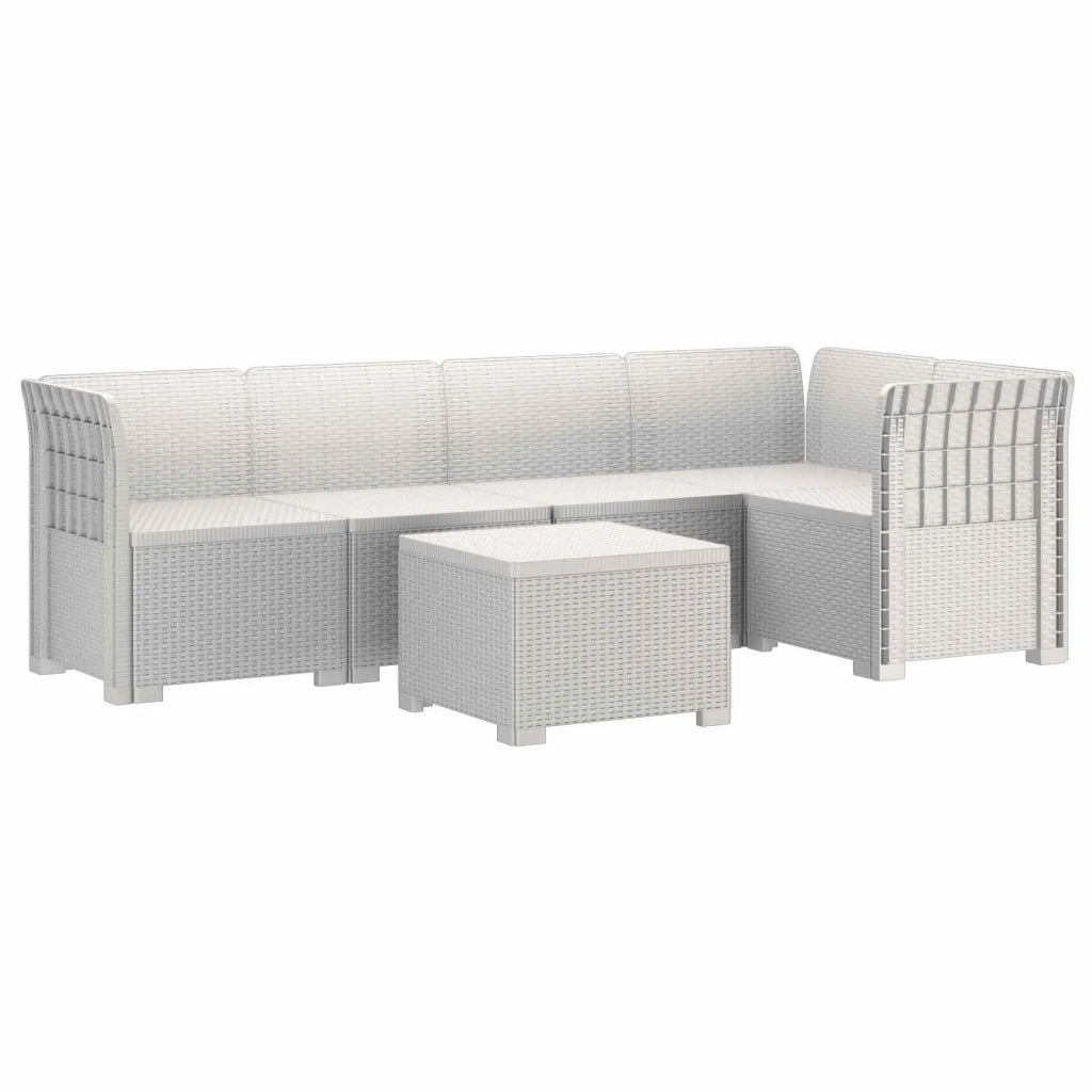 Divano da Giardino 5 Posti Stile Rattan PP Bianco 3444068