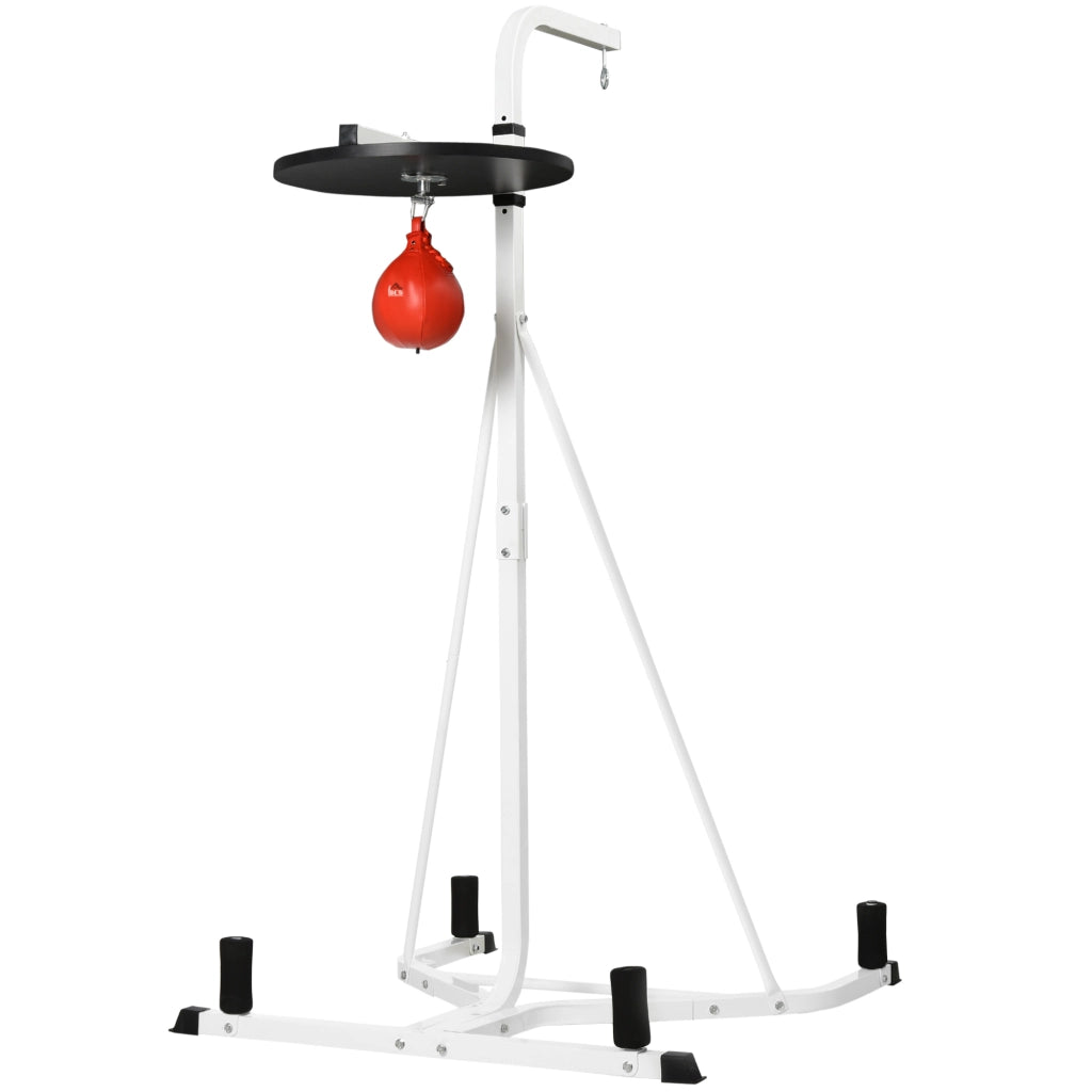 Sacco da boxe 2 in 1 con supporto e pera velocita' ¨C zephmum ¨C bianco 156x115x224 cm