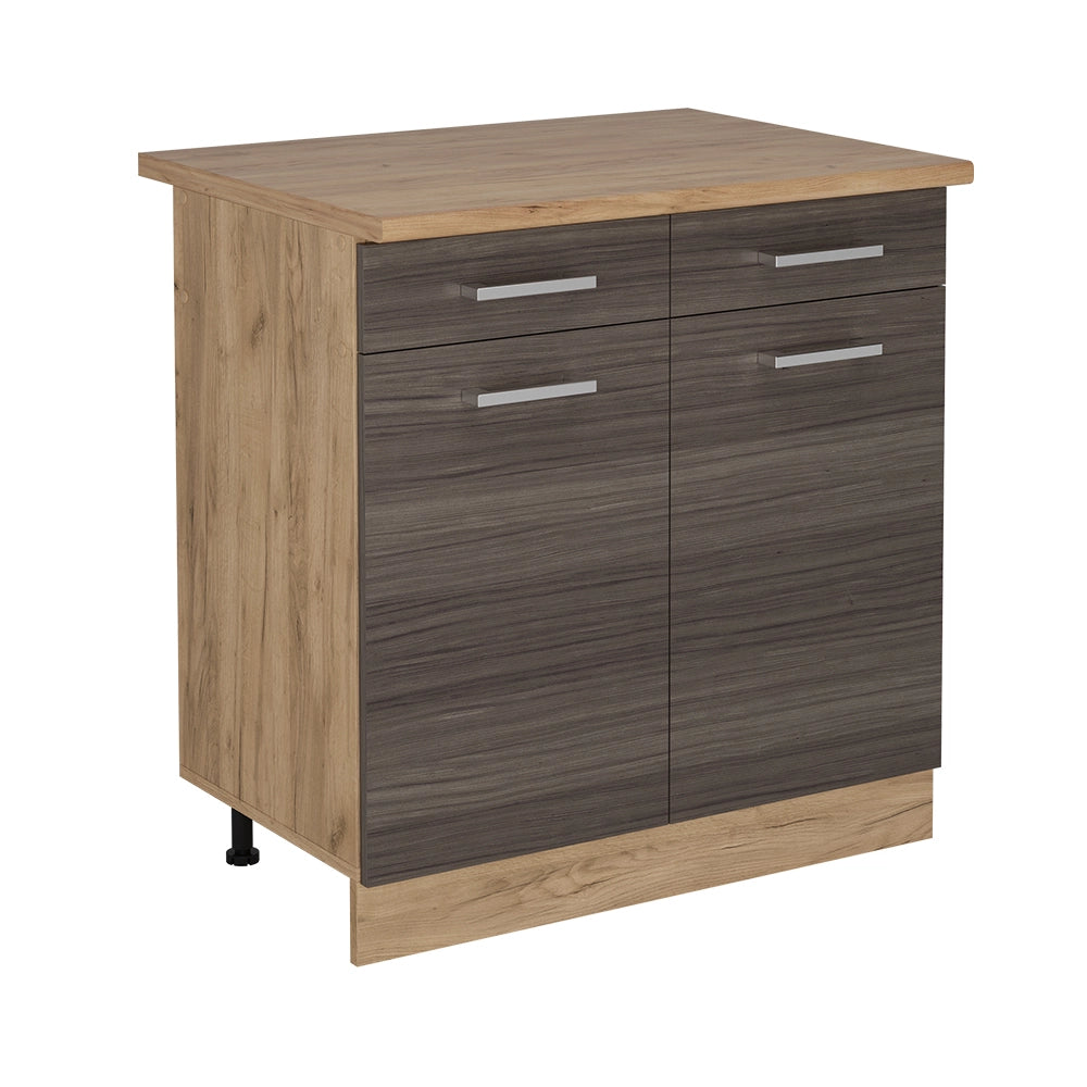 Mobiletto base per cucina R-Line Grigio nobile/Rovere dorato 80 cm, PL Rovere Vicco