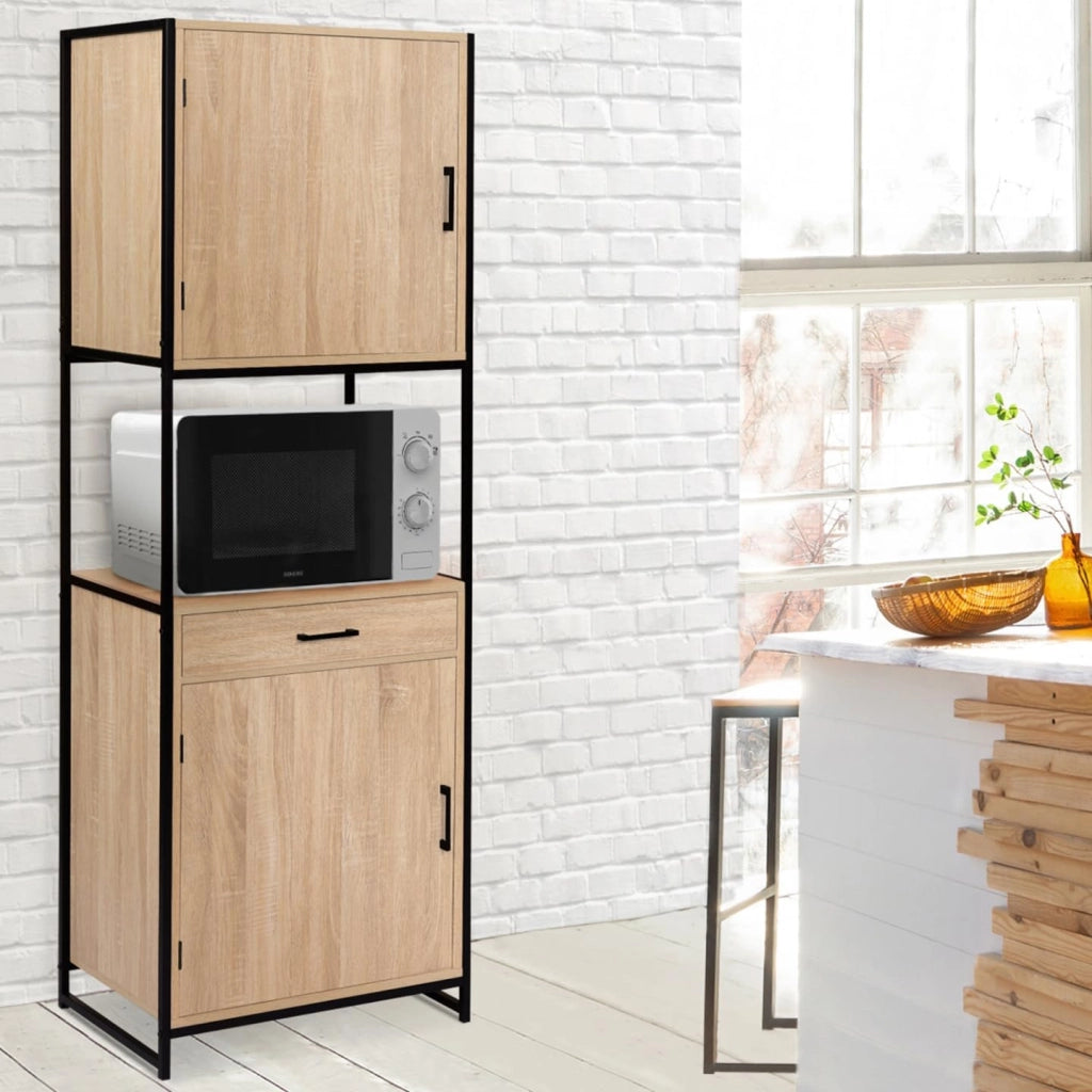 Credenza da cucina 60 CM DETROIT mobile di design industriale a 2 ante + cassetto