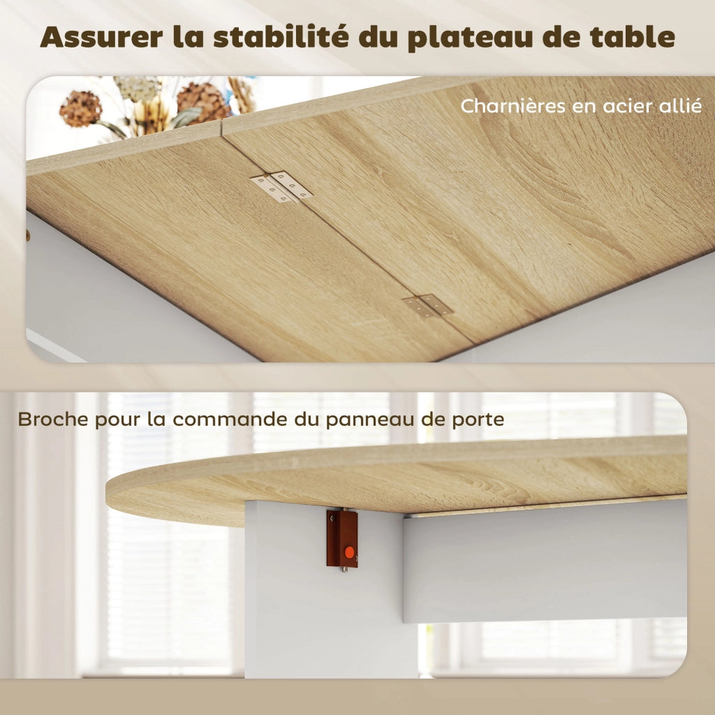 Tavolo da pranzo pieghevole ¨C zephmum ¨C legno naturale ovale per 6 persone