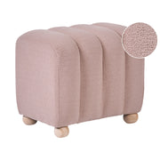 Pouf beige in bouclé Teddy rivestito con gambe in legno pouf ottomano design moderno accessori per soggiorno