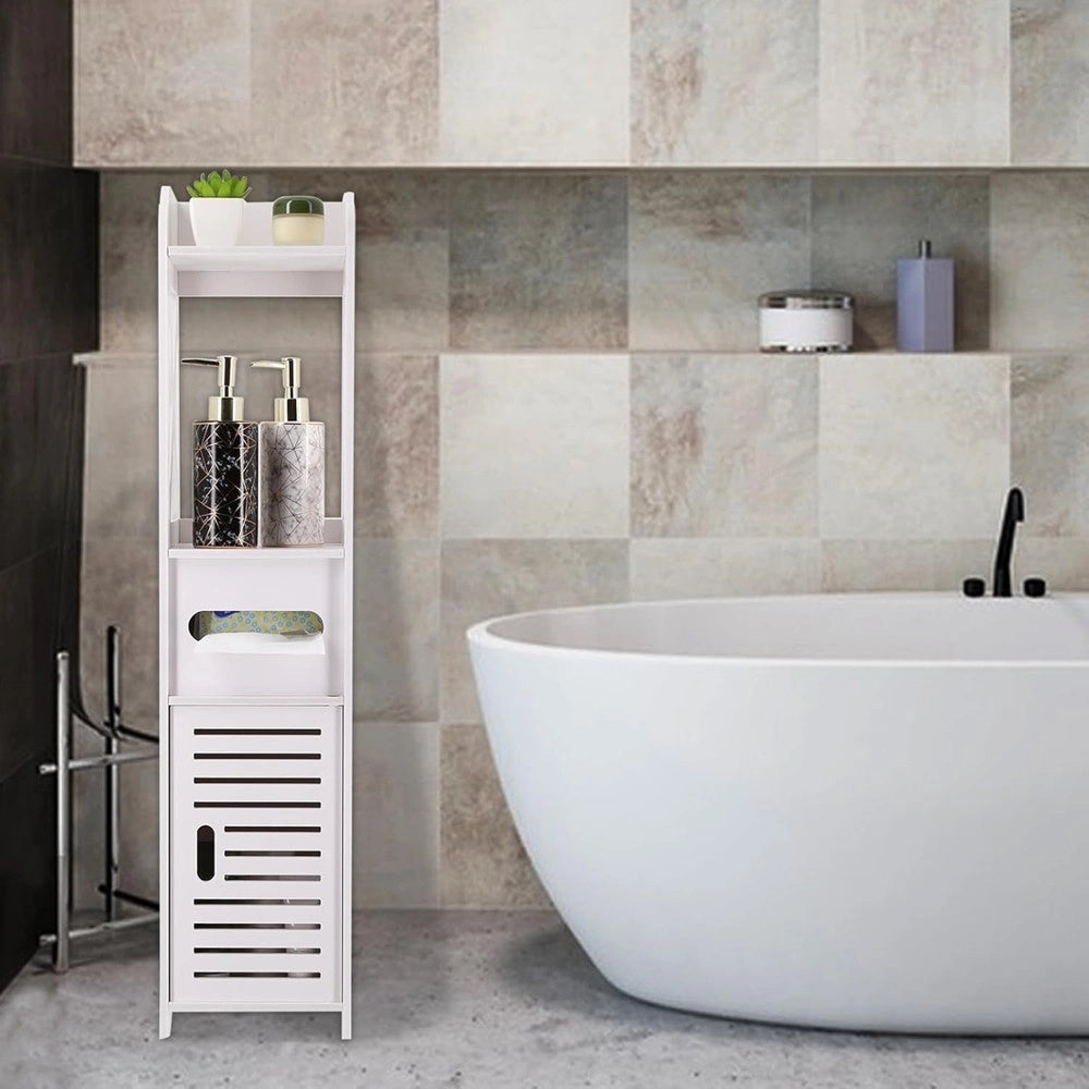 Trade Shop - Armadietto Portaoggetti Ripiani Porta Carta Igienica Organizer Da Bagno Per Piccoli Spazi -