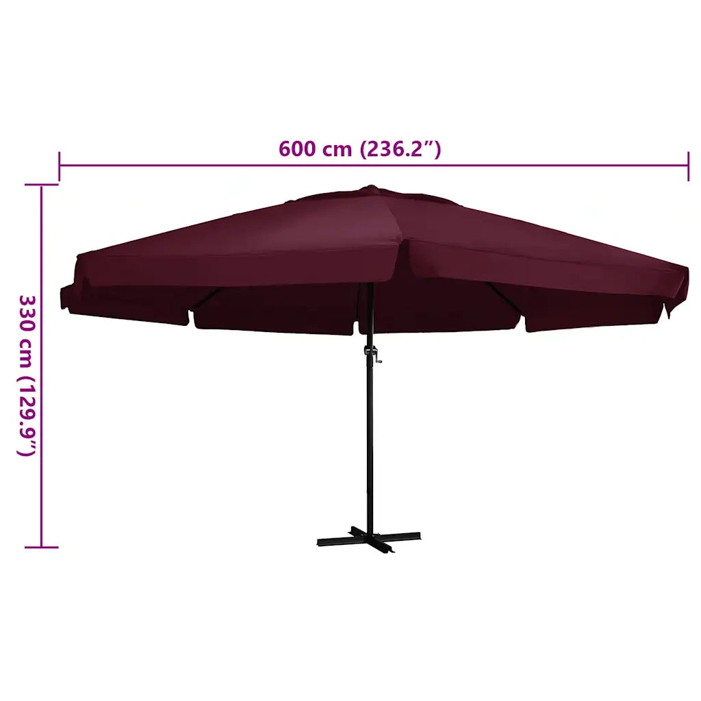 Ombrellone da Giardino con Palo in Alluminio 600 cm Bordò 47374