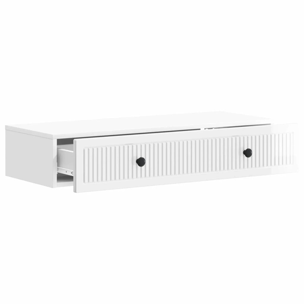 Tavolino da Parete Laterale Bianco Lucido 87,5 x 34,5 x 17 cm 897989